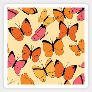 Butterflies Orange Colorful Pattern Design Art Retro Insect Sticker